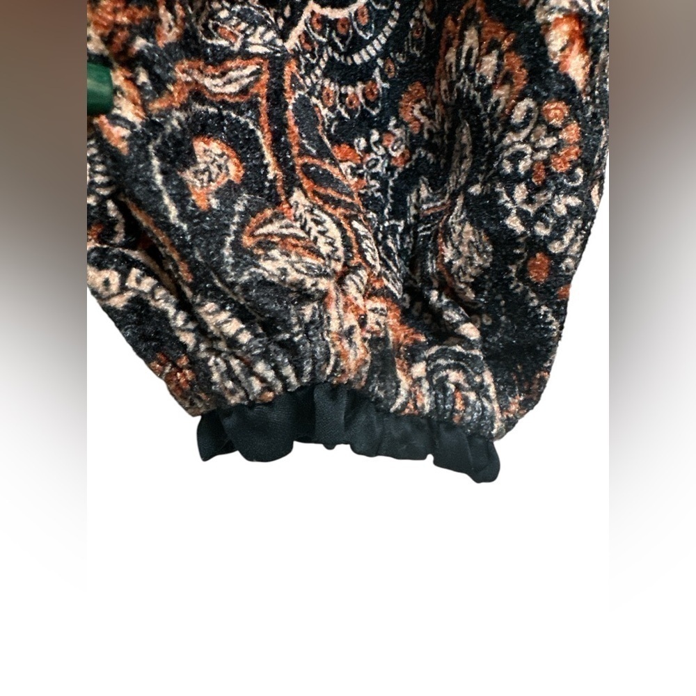 Free People Dare Me VELVET Blouse Women's Black Blouson Sleeve - Picture 4 of 14